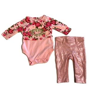 Piece 0-3mo garanimals pink floral sparkle outfit